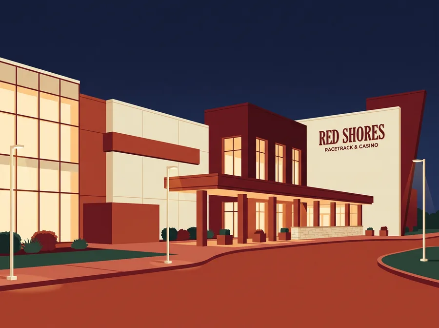 Red Shores Racetrack & Casino entrance at night