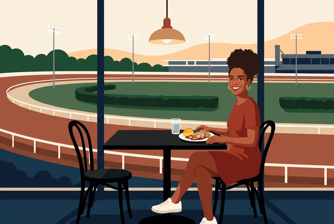 Dinner at a window table over the Driving Park